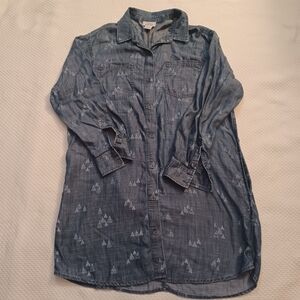 Ariat Blue Denim Chambray Patterned Shirt Dress Size Medium